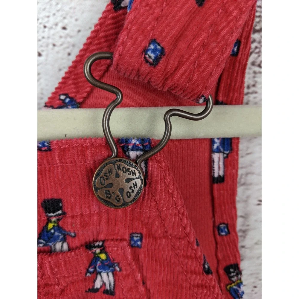 OshKosh Bgosh Vestbak Toy Soldier Red Corduroy Overalls 2T Kids Holiday